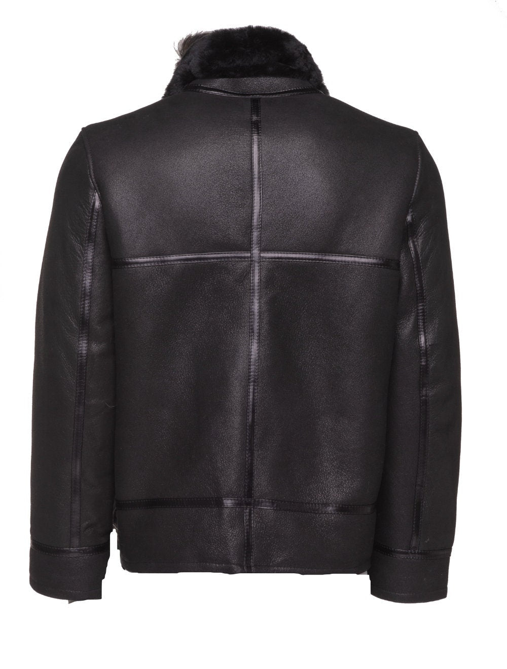 Handmade Black B3 Bomber Aviator Shearling Jacket