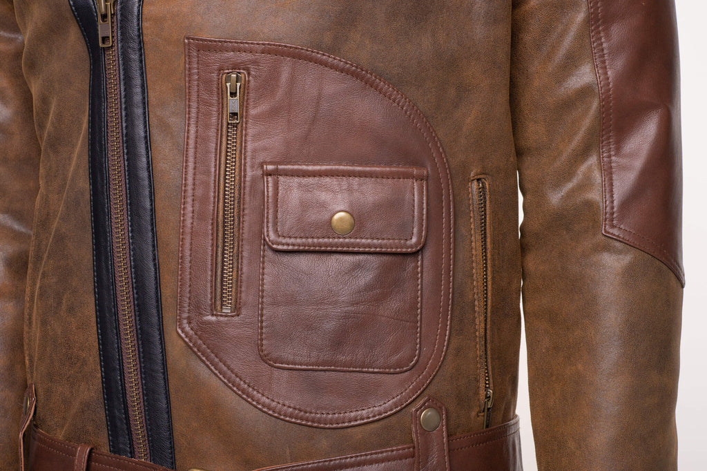 Handmade Vintage Brown Sherpa Lined Leather Jacket With D Pocket