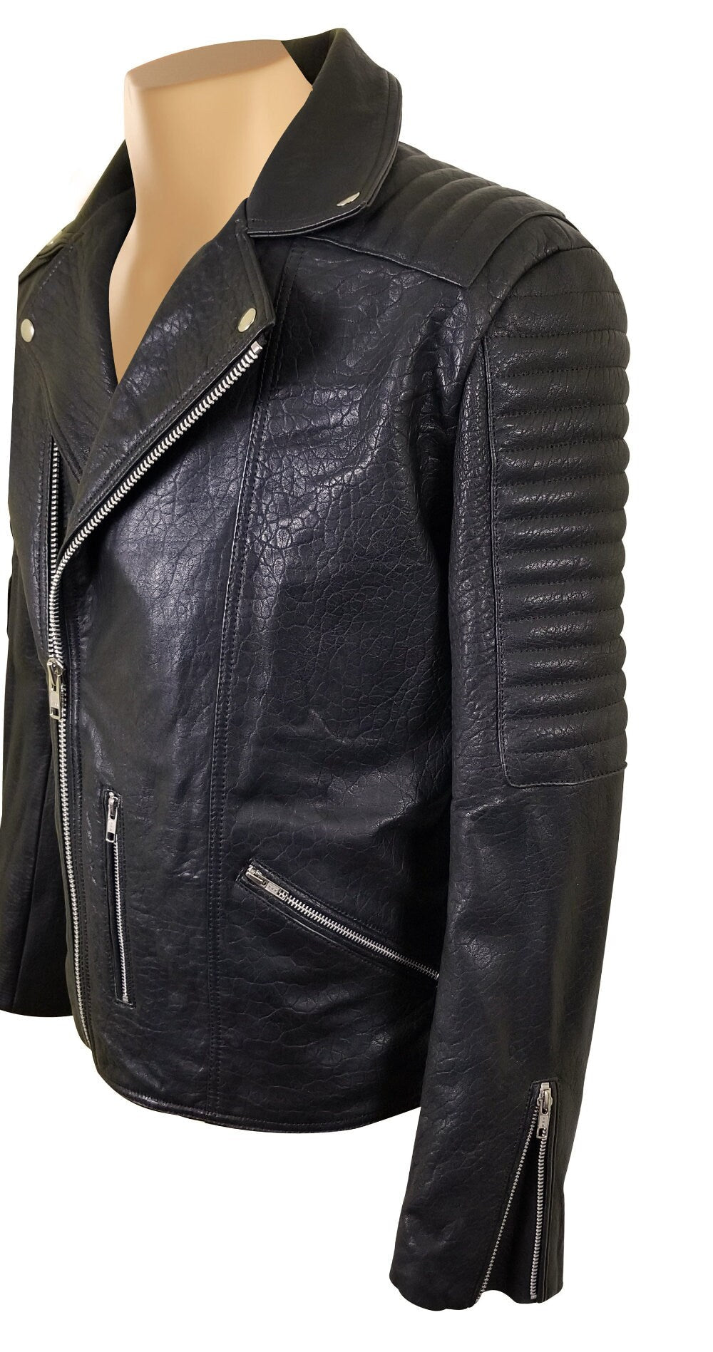 Handmade Bubble Textured Biker Style Leather Jacket