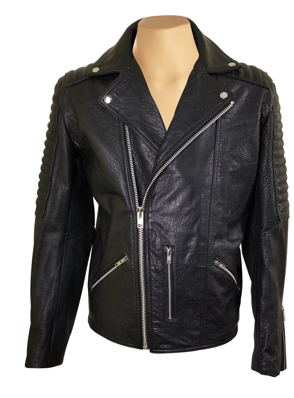 Handmade Bubble Textured Biker Style Leather Jacket