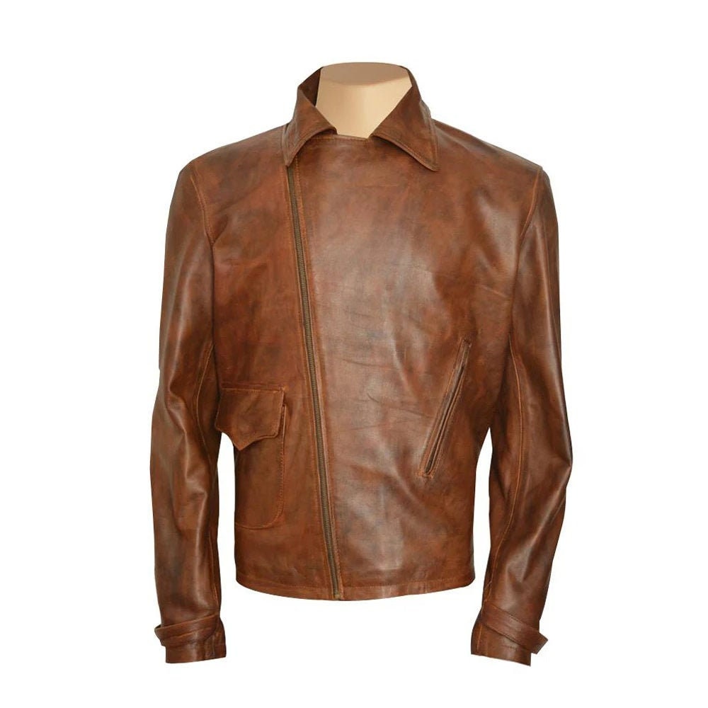Handmade Captain America's Brown Biker Leather Jacket