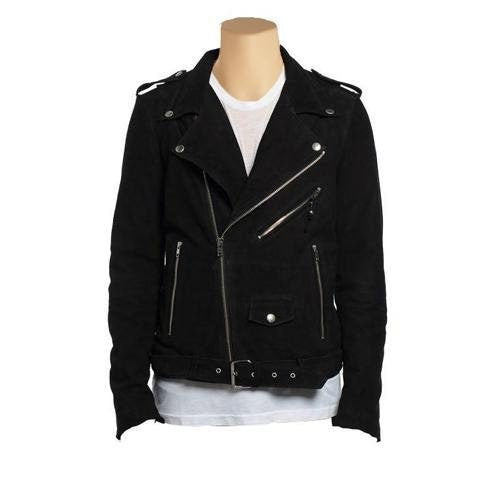 Handmade Biker Style Suede Leather Jacket With Waist Belt