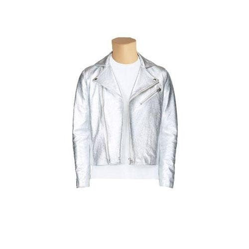 Handmade Metallic Silver Leather Jacket