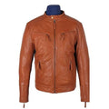 Handmade Men's Miass Cognac Leather Jacket