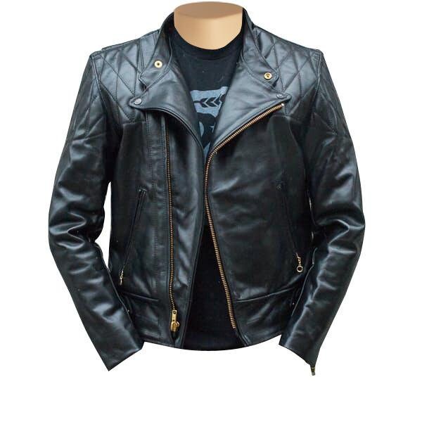 Handmade Brandford's Biker Style Leather Jacket With Quilted Stitching Details