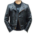 Handmade Brandford's Biker Style Leather Jacket With Quilted Stitching Details