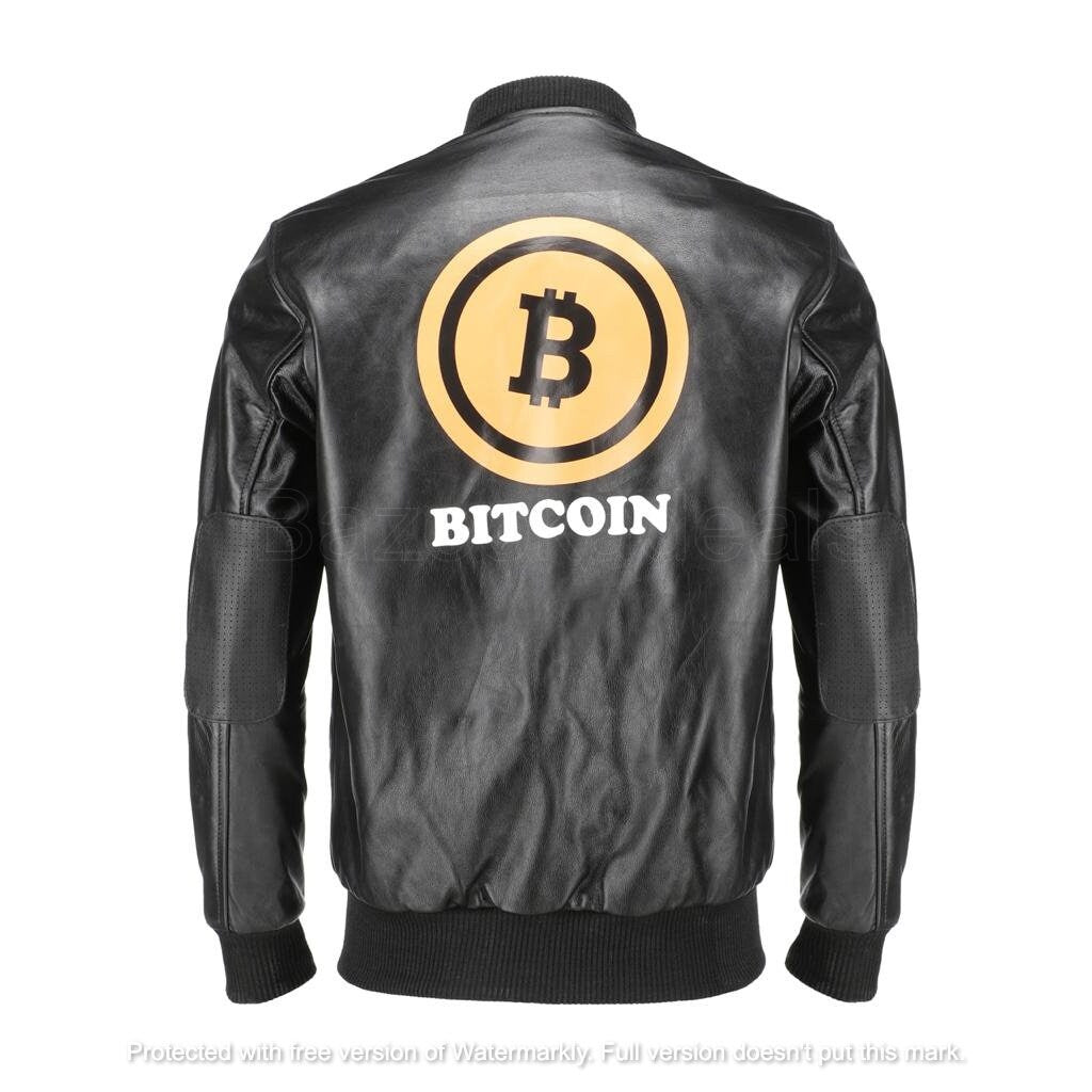 Handmade Bitcoin Bomber Leather Jacket Crypto Jacket