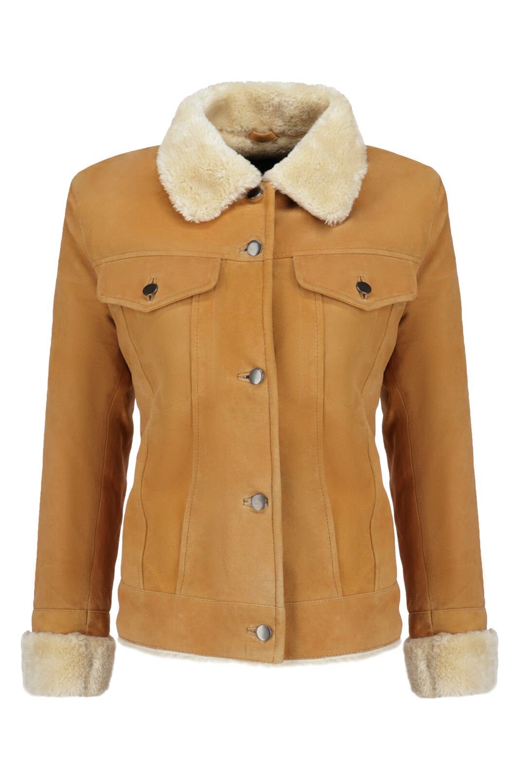 Handmade Brown Suede Bomber Fur Leather Jacket
