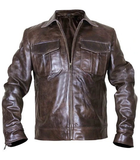Handmade Copper Classic Rub Off Vintage Biker Style Brown Leather Jacket