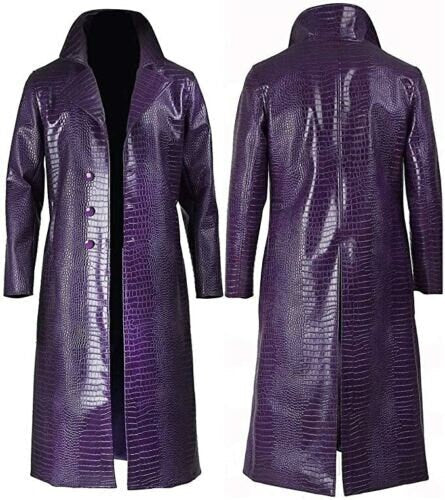 Handmade Jared Leto Joker Purple Trench Coat Cosplay Suicide Squad