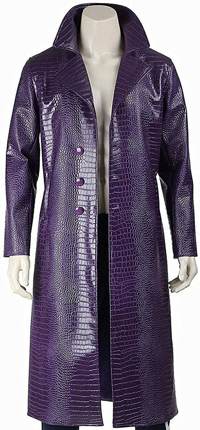 Handmade Jared Leto Joker Purple Trench Coat Cosplay Suicide Squad