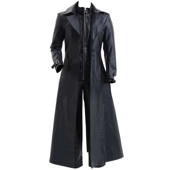 Handmade Albert Wesker Black Trench Resident 5 Handmade Cosplay Costume Leather Coat