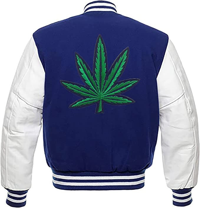 Handmade Pot Leaf Weed Cannabis Rastafarian Jacket High Times Varsity Jacket