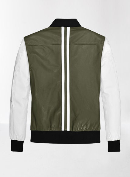 Handmade White and Green Varsity Bomber Jacket
