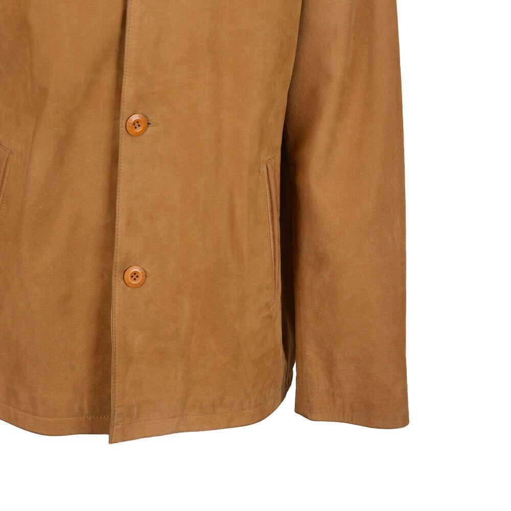 Handmade Brown Suede Leather Jacket Coat
