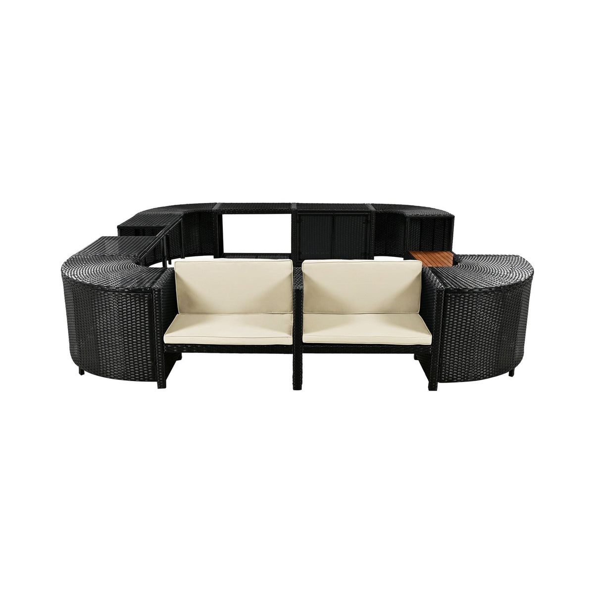 Large Outdoor Quadrilateral Spa Surround Rattan Sectional Sofa Set With Storage Compartments (SAK80217)