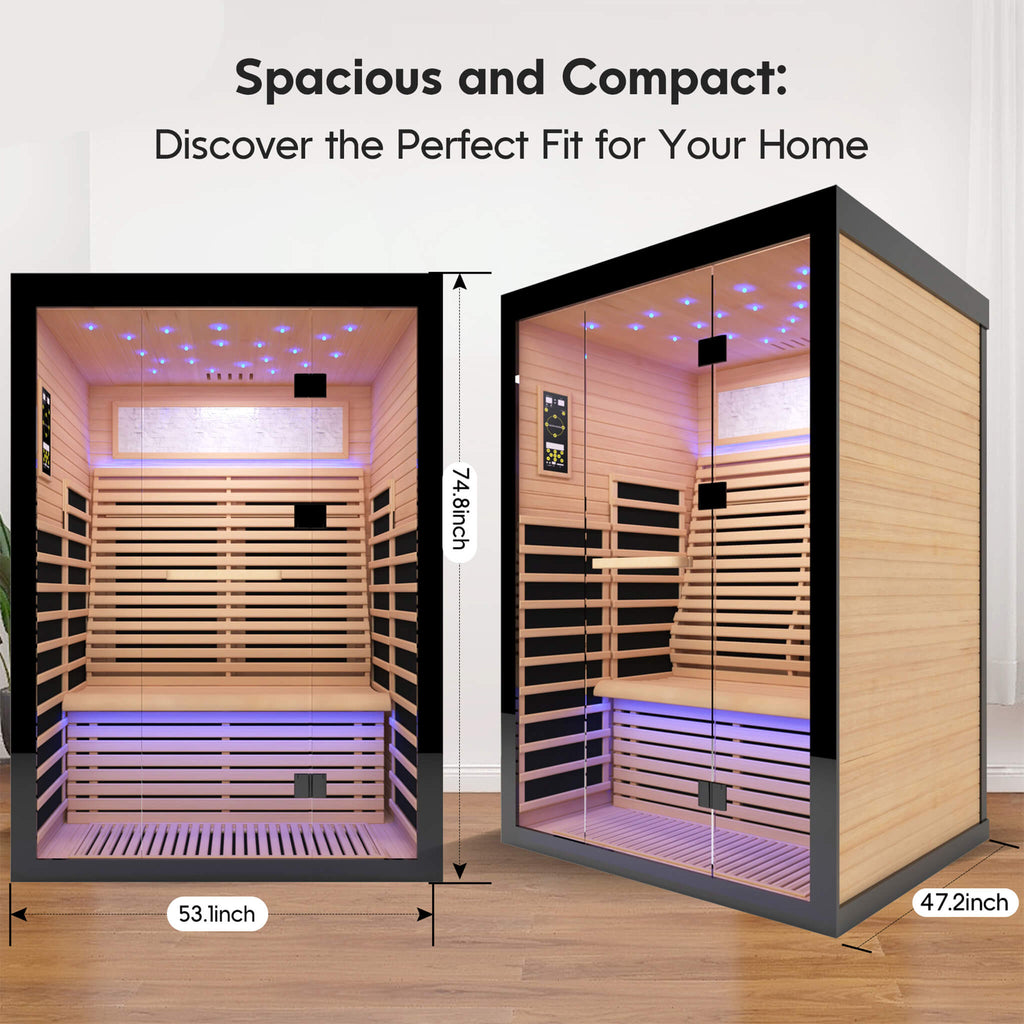 Flux Luxury 2-Person Canadian Hemlock Wood Far Infrared Home Sauna (SAK02184)