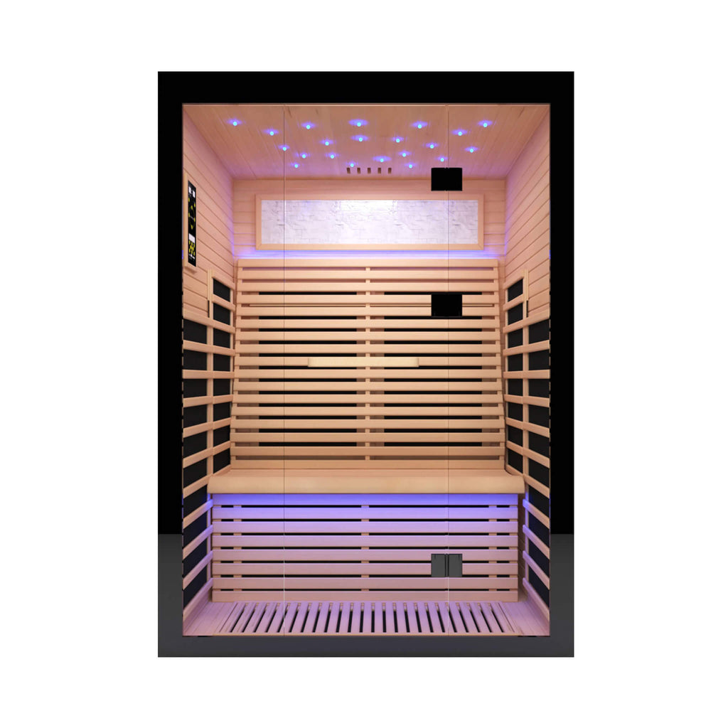 Flux Luxury 2-Person Canadian Hemlock Wood Far Infrared Home Sauna (SAK02184)