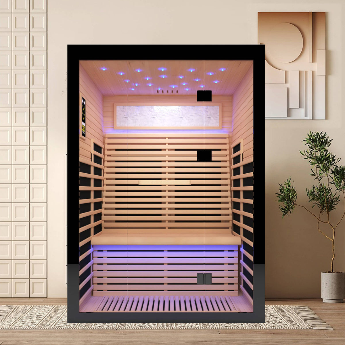 Flux Luxury 2-Person Canadian Hemlock Wood Far Infrared Home Sauna (SAK02184)