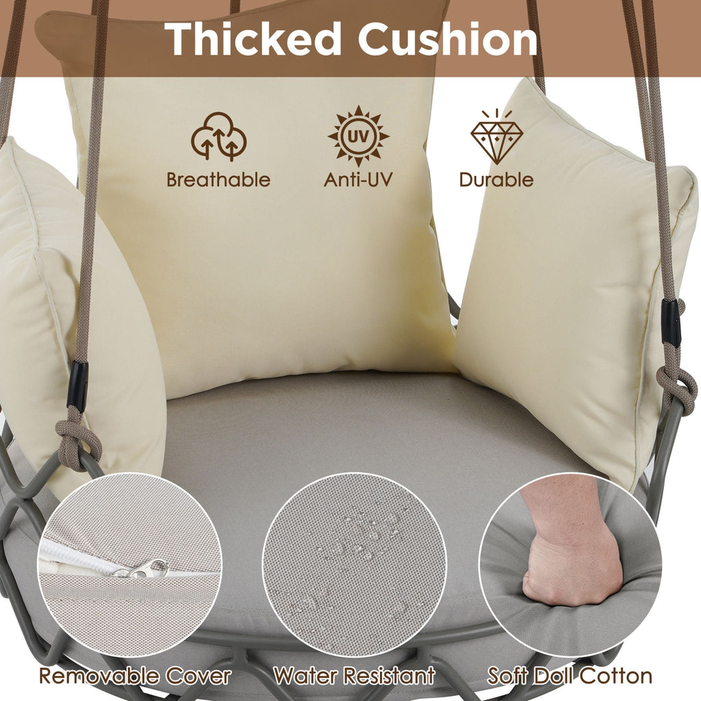 Luxury Outdoor Hanging Basket Porch Swing Chair With UV Resistant Cushions (SAK95678)