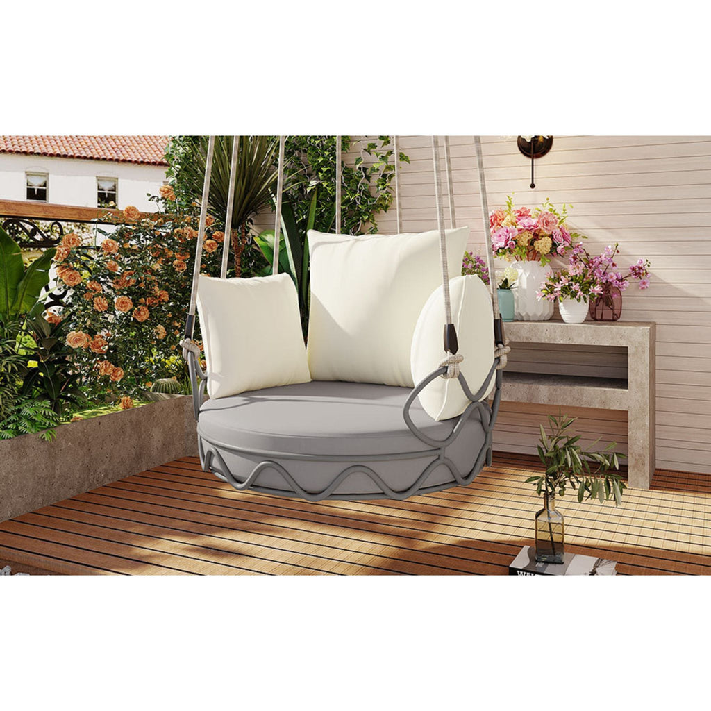 Luxury Outdoor Hanging Basket Porch Swing Chair With UV Resistant Cushions (SAK95678)