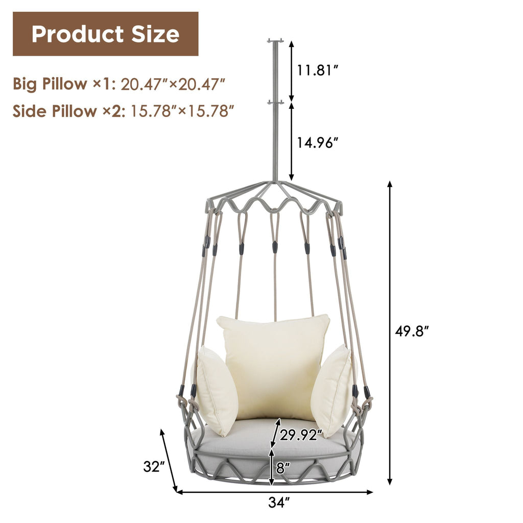 Luxury Outdoor Hanging Basket Porch Swing Chair With UV Resistant Cushions (SAK95678)