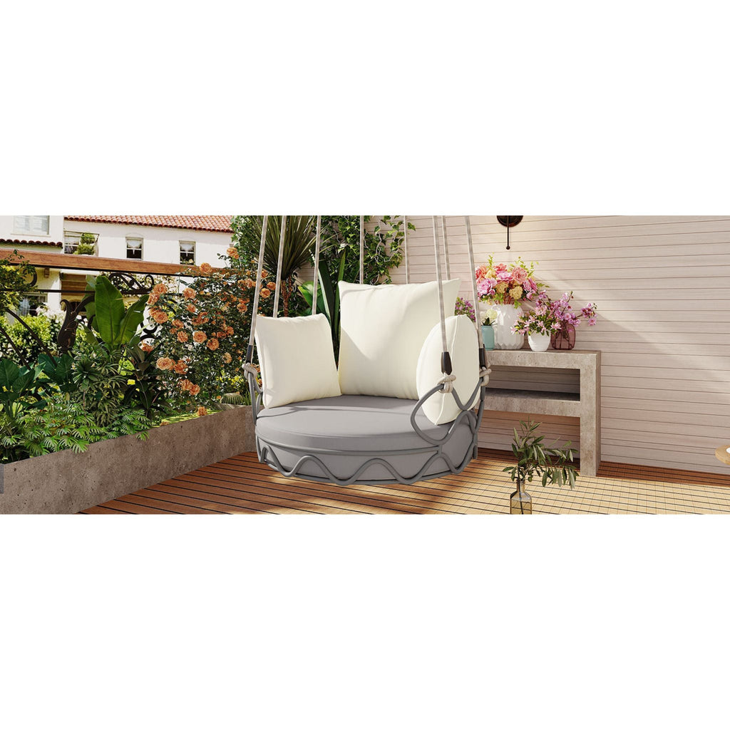 Luxury Outdoor Hanging Basket Porch Swing Chair With UV Resistant Cushions (SAK95678)