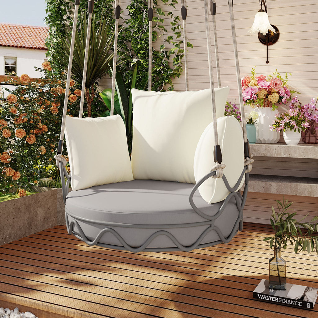 Luxury Outdoor Hanging Basket Porch Swing Chair With UV Resistant Cushions (SAK95678)