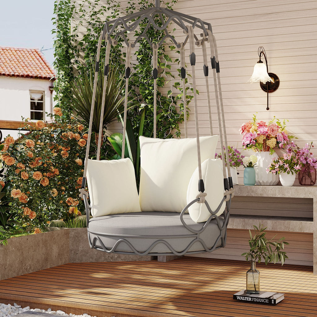 Luxury Outdoor Hanging Basket Porch Swing Chair With UV Resistant Cushions (SAK95678)
