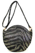 Metallic Zebra Print Round Bag