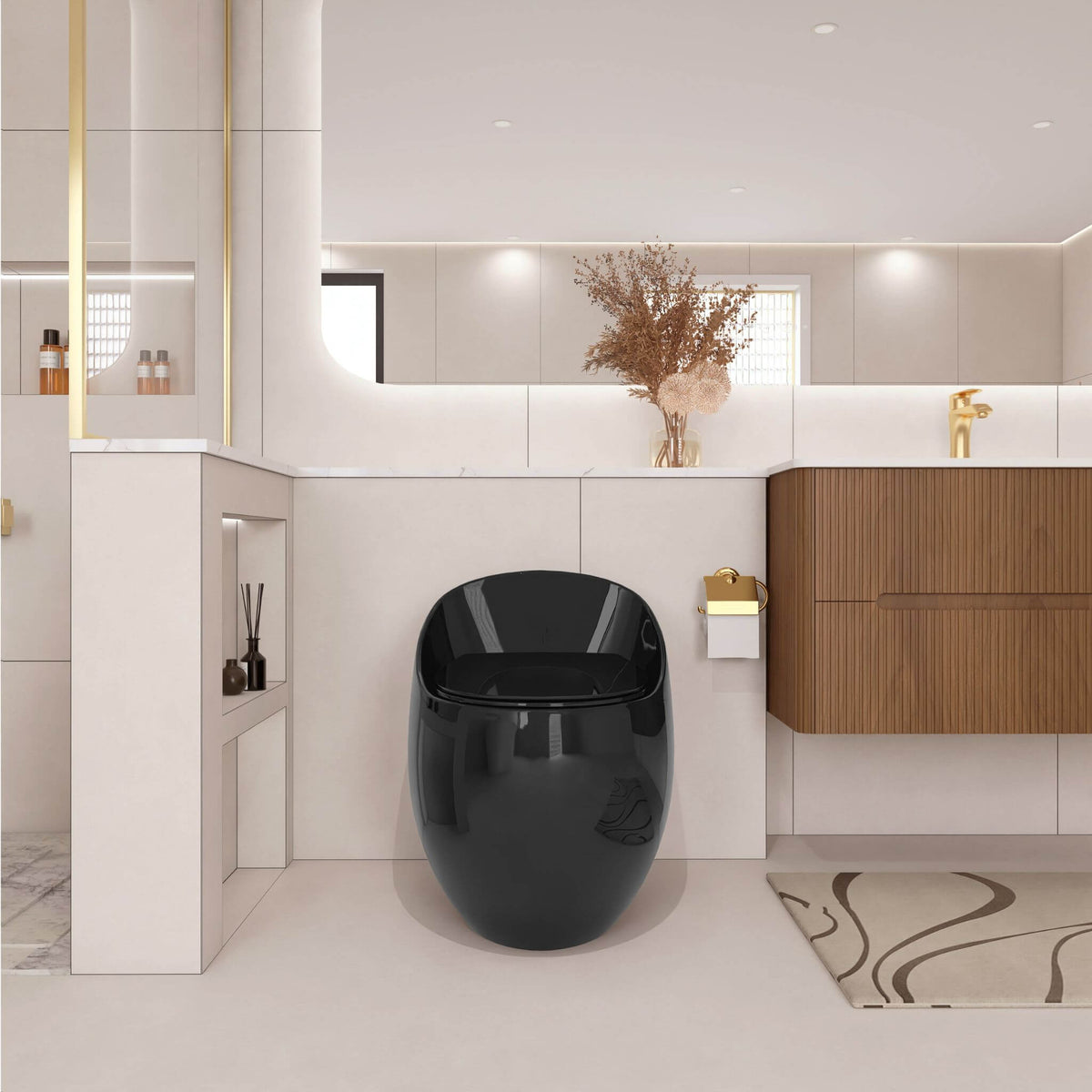 Modern 1.28 GPF Single Flush 1-Piece Ceramic Egg-Shaped Toilet (SAK93341)