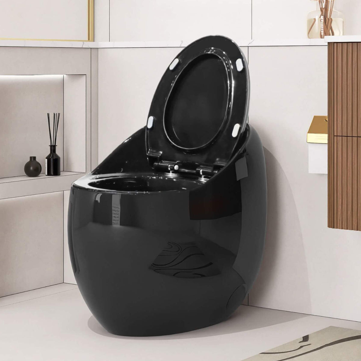Modern 1.28 GPF Single Flush 1-Piece Ceramic Egg-Shaped Toilet (SAK93341)