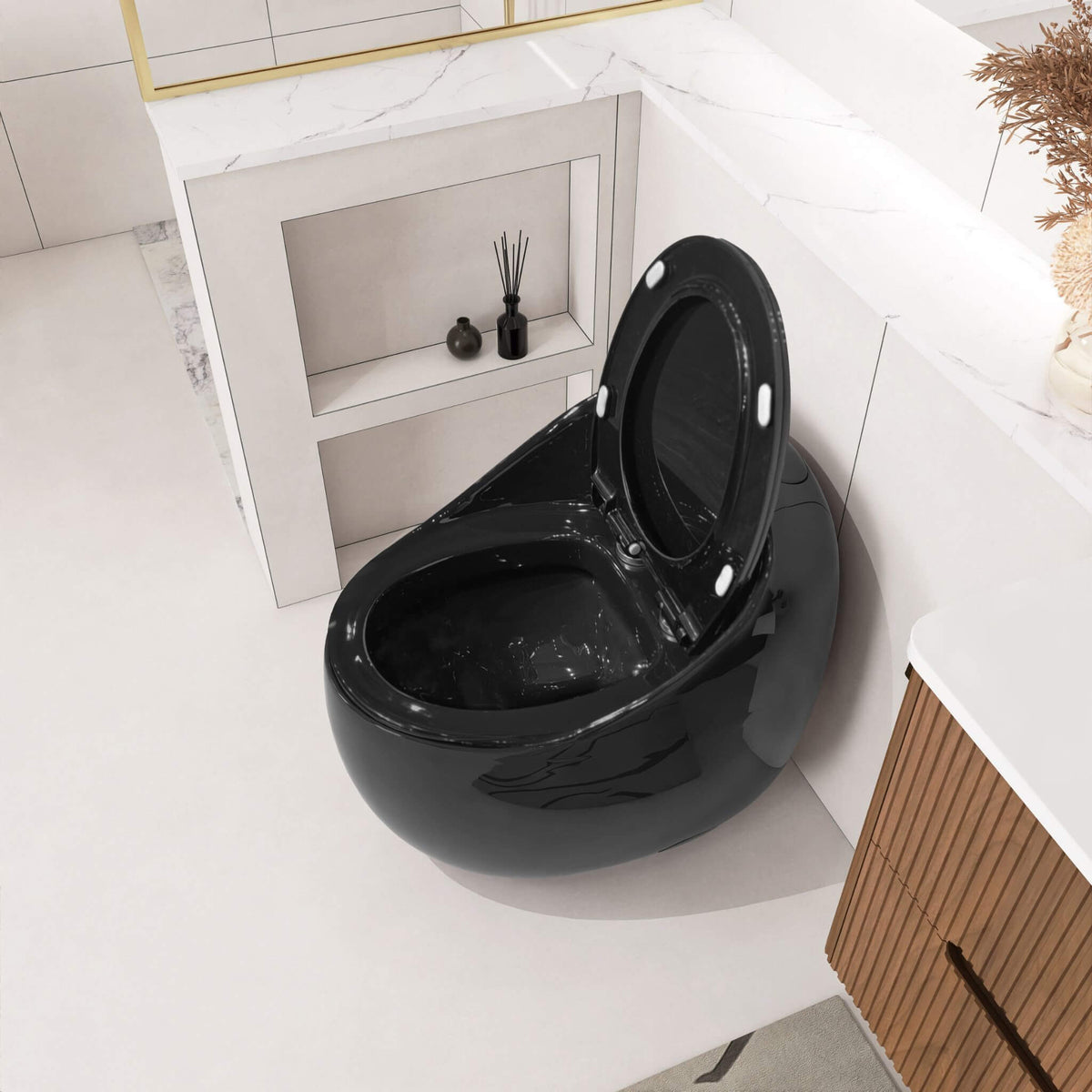 Modern 1.28 GPF Single Flush 1-Piece Ceramic Egg-Shaped Toilet (SAK93341)