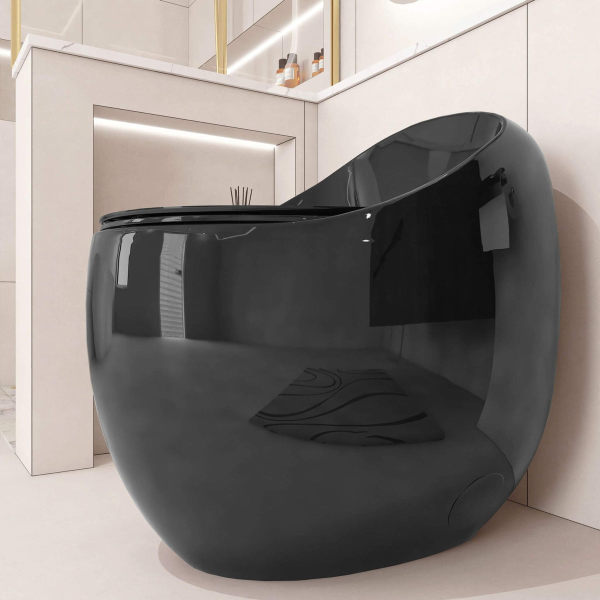 Modern 1.28 GPF Single Flush 1-Piece Ceramic Egg-Shaped Toilet (SAK93341)