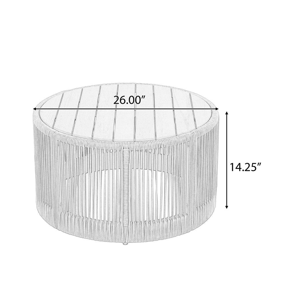 Modern Rustic Coffee Table & Side Table With Woven Rope Design (SAK56739)