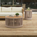 Modern Rustic Coffee Table & Side Table With Woven Rope Design (SAK56739)