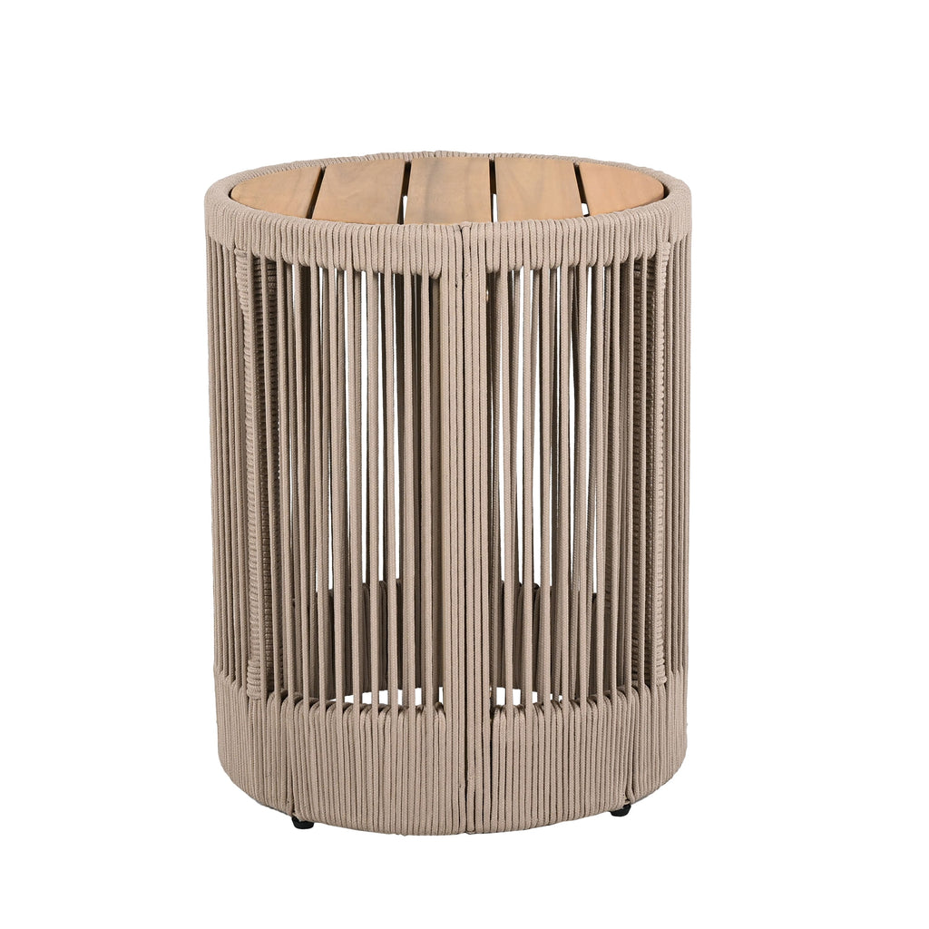 Modern Rustic Coffee Table & Side Table With Woven Rope Design (SAK56739)