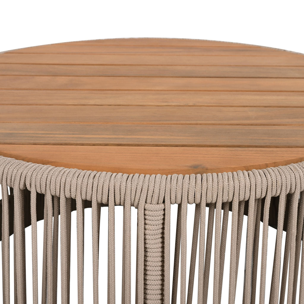 Modern Rustic Coffee Table & Side Table With Woven Rope Design (SAK56739)