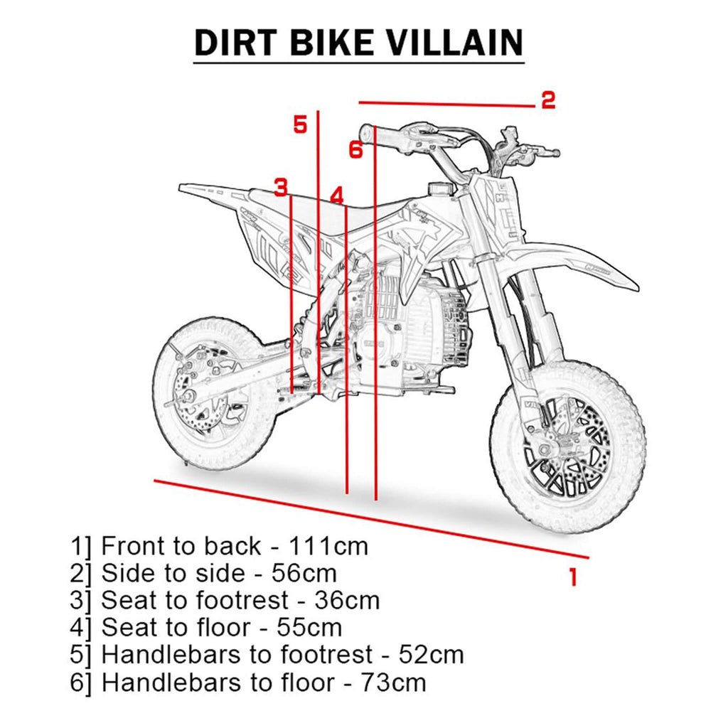 MotoTec Villain 52CC 2-Stroke Kids Gas Dirt Bike (SAK59274)