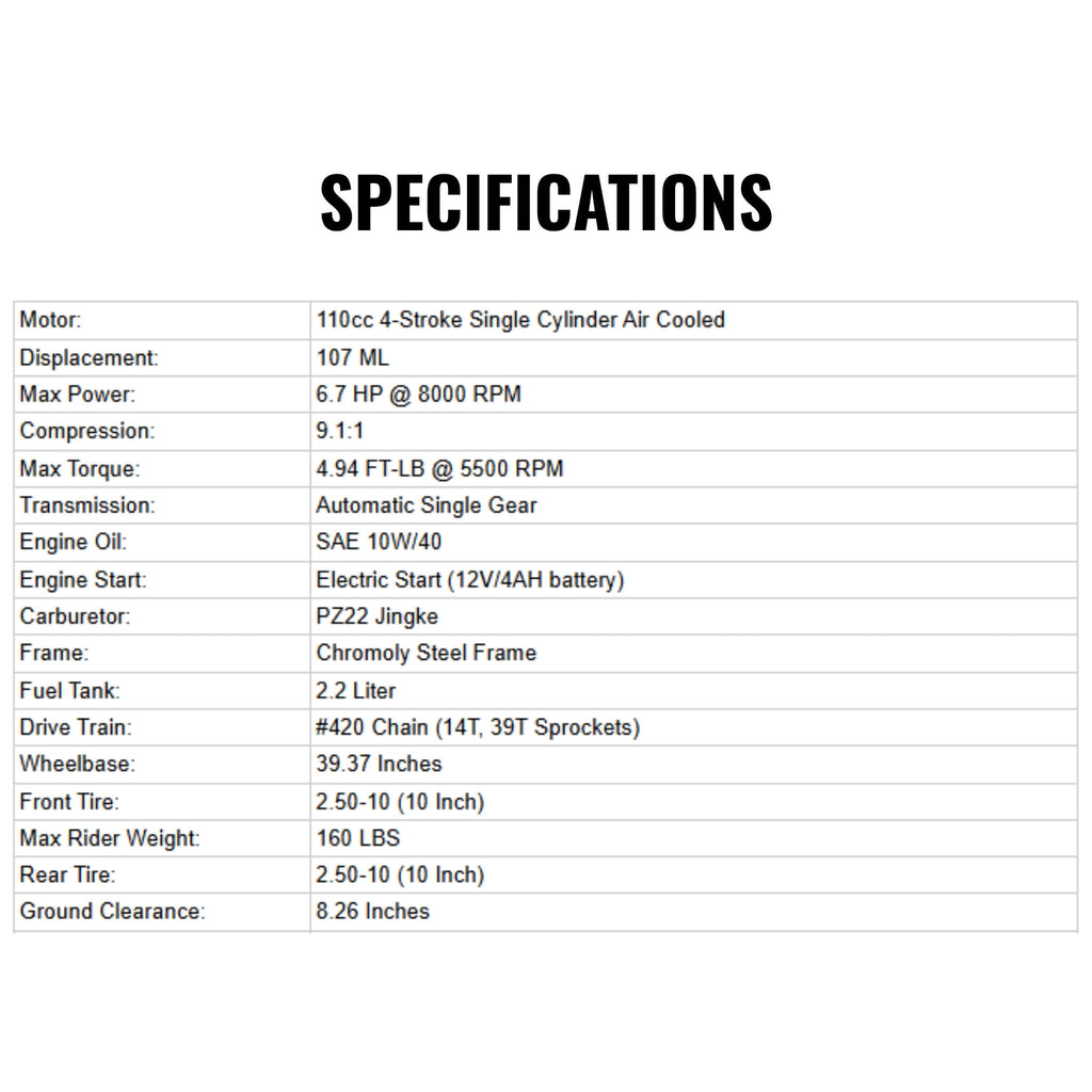 MotoTec X1 110CC 4-Stroke Single-Cylinder Air-Cooled Gas Dirt Bike (SAK42680)