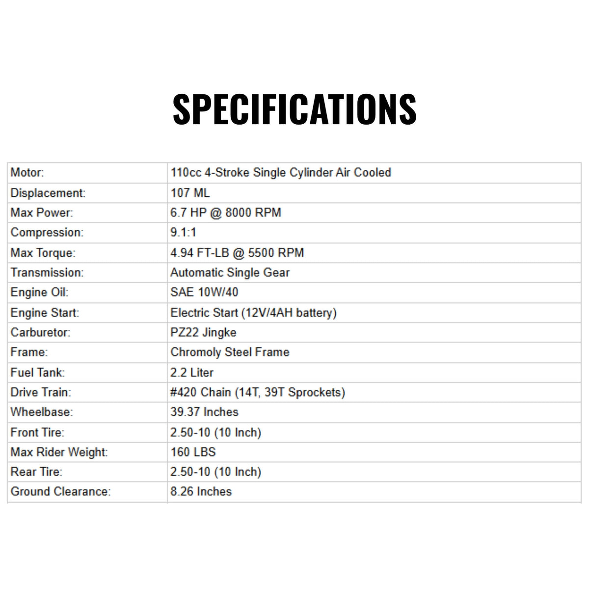MotoTec X1 110CC 4-Stroke Single-Cylinder Air-Cooled Gas Dirt Bike (SAK42680)