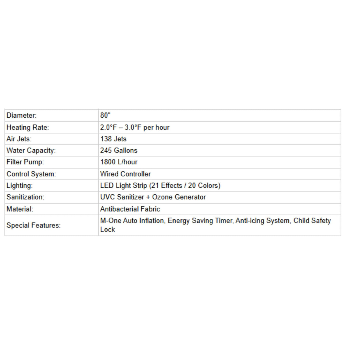 MSpa Aurora Urban Series Six-Person Inflatable Round Hot Tub With Hydro Massage [U-AU061] (SAK19375)
