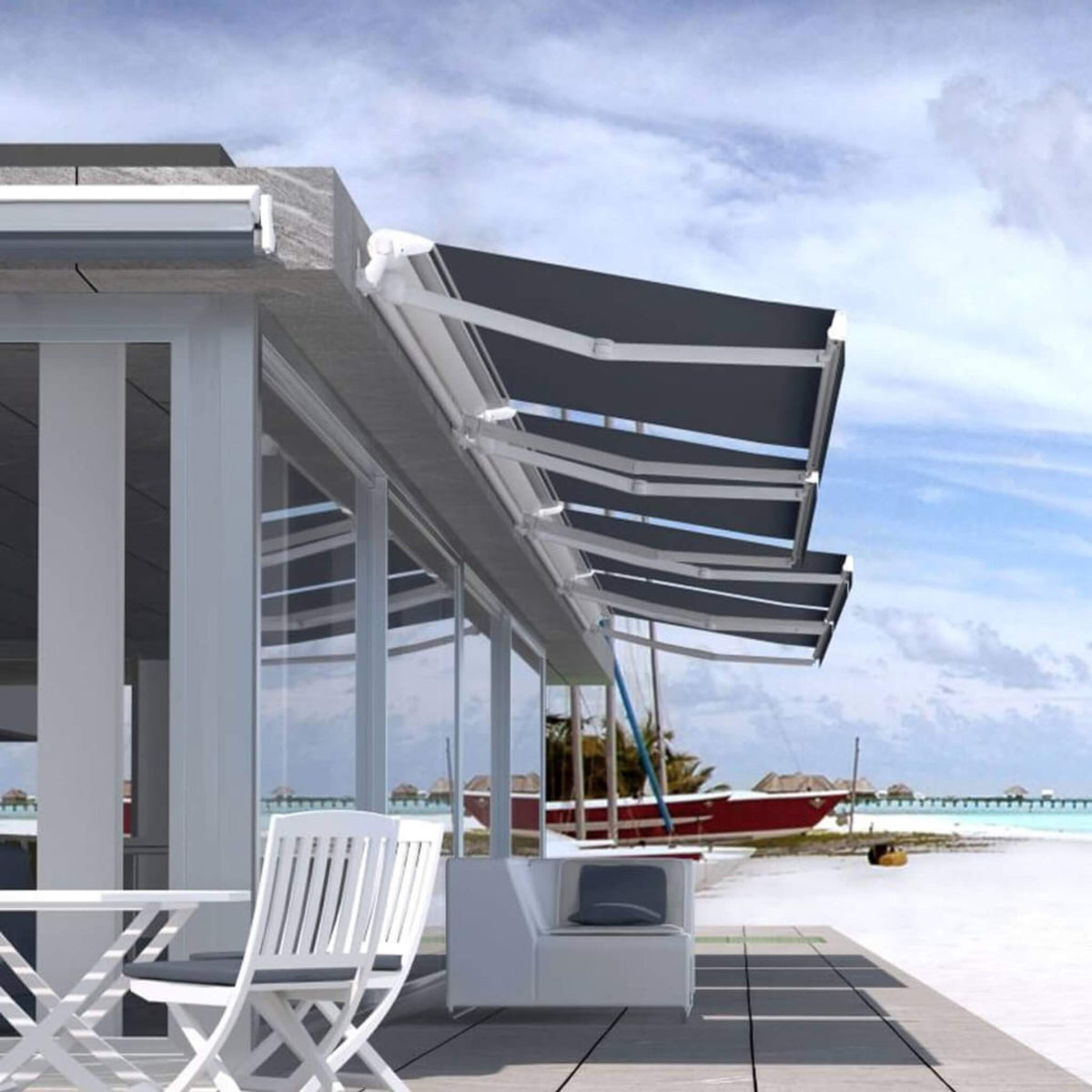 Multiple Awnings Brasilia Europa Premium Outdoor Semi-Cassette Retractable Sun Shade Awning [Made-To-Order] (SAK76825)