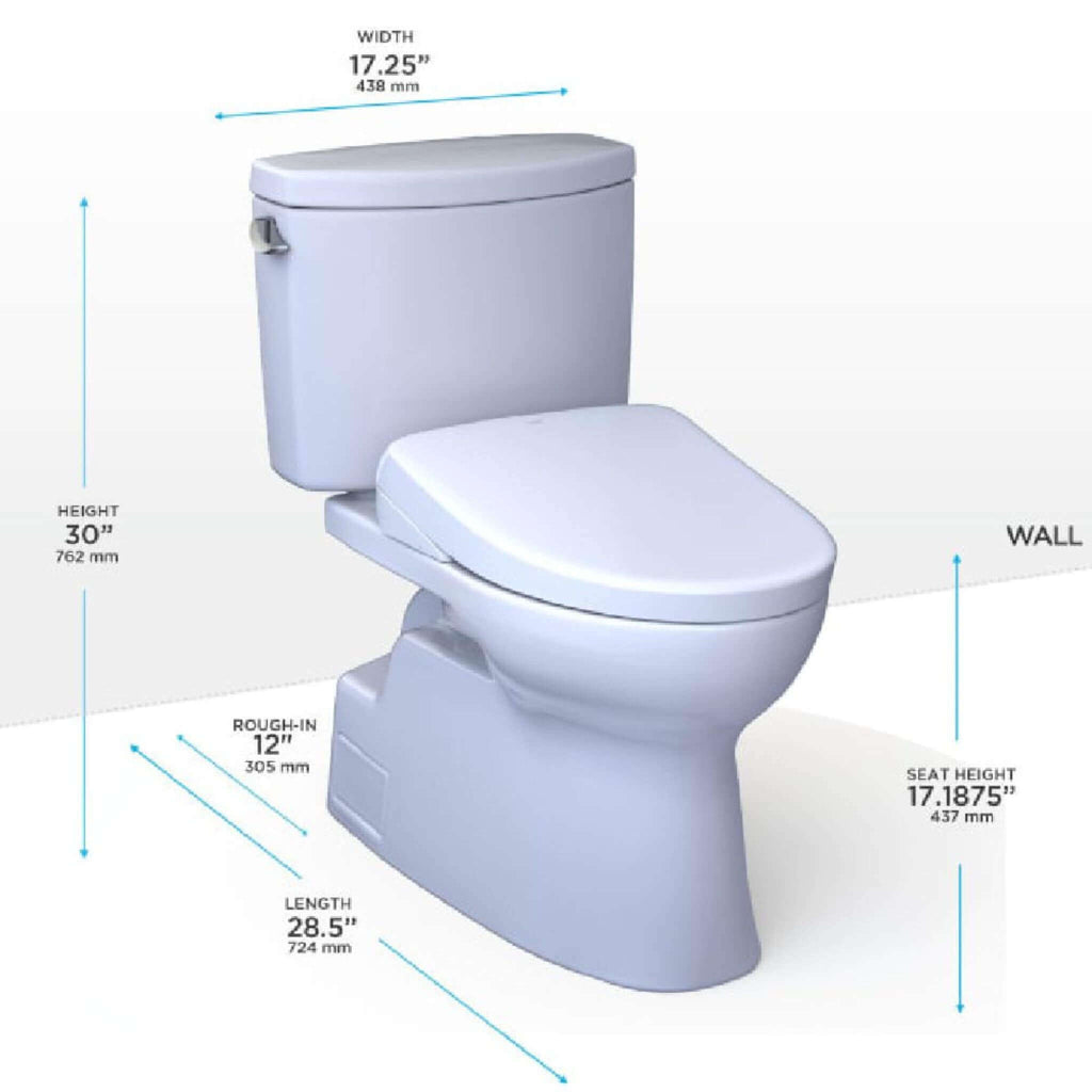[MW4744726CEFG#01] TOTO Vespin II 1.28 GPF Chair Height Elongated Toilet With Washlet+ S7 Bidet Seat (SAK26135)