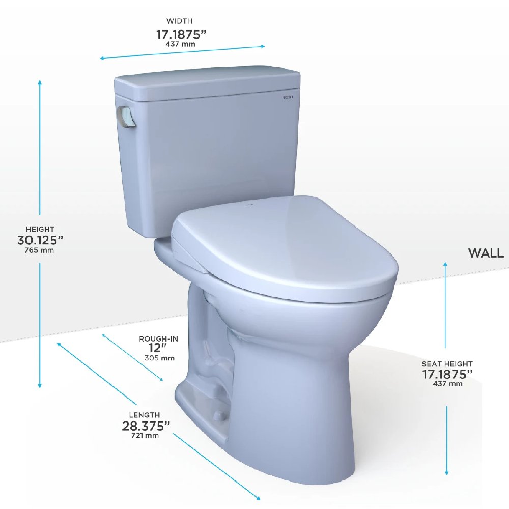 [MW7764736CSFGA#01] TOTO Drake 1.6 GPF Elongated Toilet With S7A Auto Open Bidet Seat And EWater (SAK15280)
