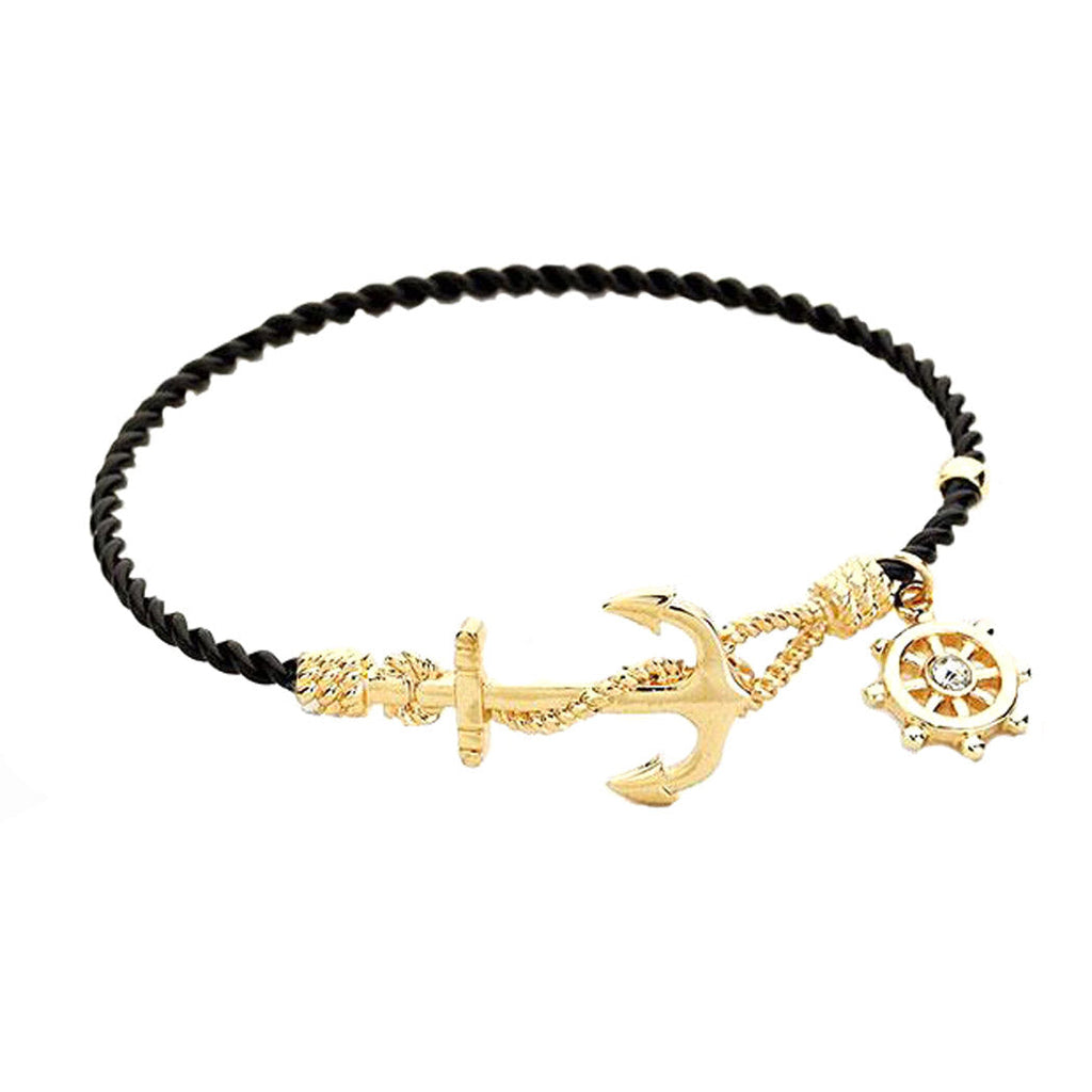Women's Nautical Anchor Helm Charm Hook Bracelet