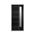 [36X80-Inch] Black Modern Left Inswing Fiberglass Entry Door With Frosted Glass (SAK25849)