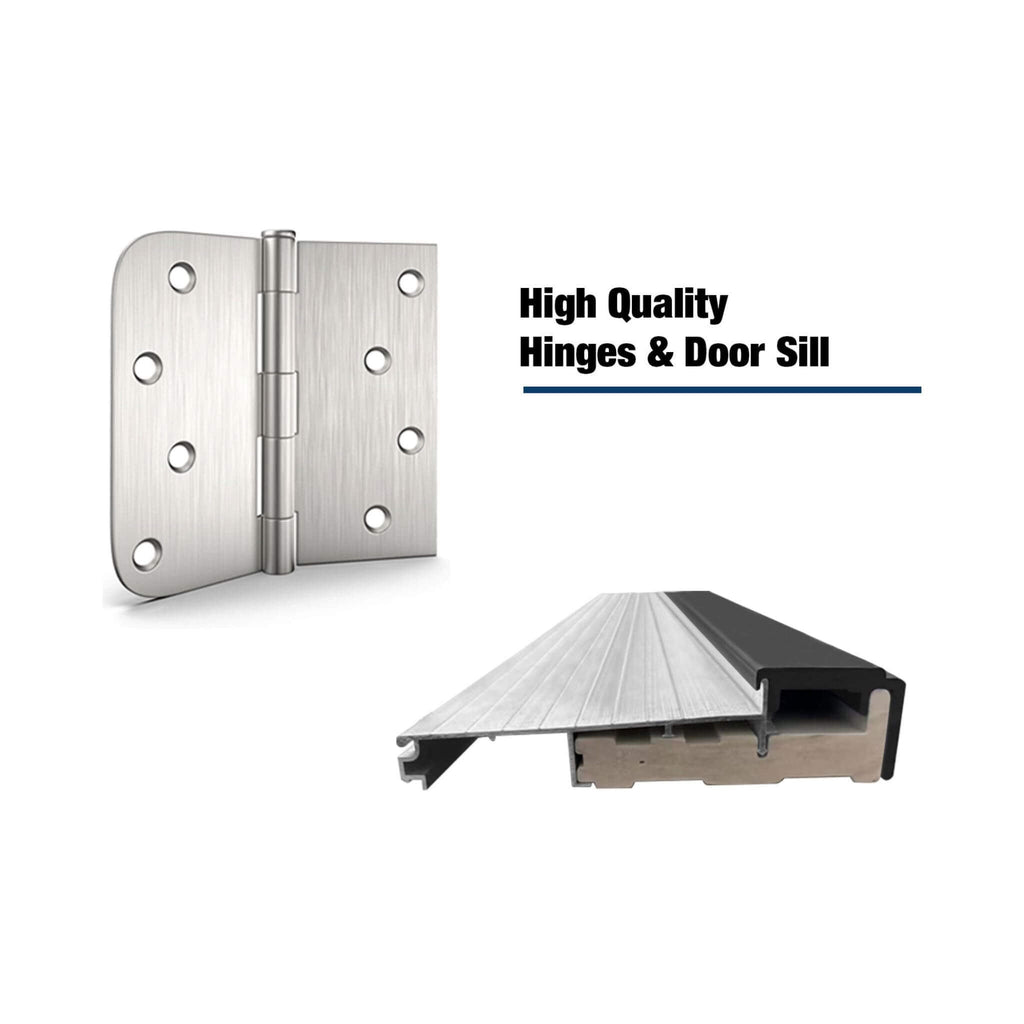 [36X80-Inch] Black Modern Left Inswing Fiberglass Entry Door With Frosted Glass (SAK25849)