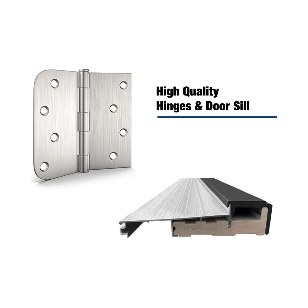 [36X80-Inch] Black Modern Left Inswing Fiberglass Entry Door With Frosted Glass (SAK25849)