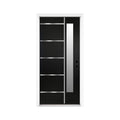 [36X80-Inch] Black Modern Left Inswing Fiberglass Front Door With Frosted Glass [4-9/16 Frame] (SAK96731)